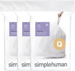 Simplehuman Pocket Liner (Q) Afvalzak - 50 L - 3x20 Stuks - Wit -Mepal shop 1200x1135 1