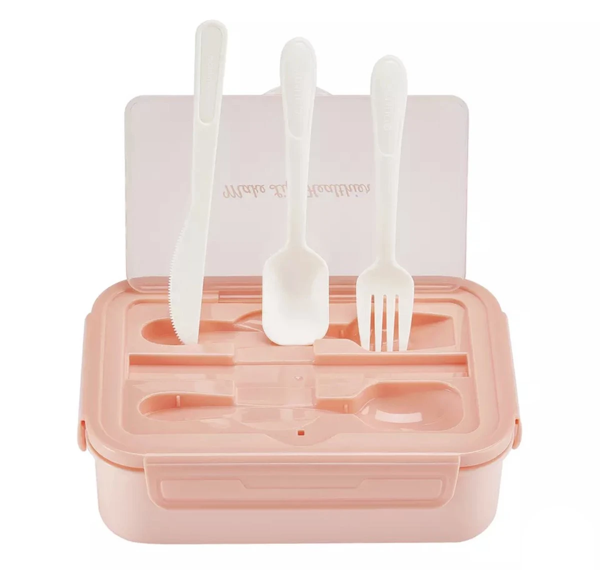 Consumerce® Premium Lunchbox Met 3 Vakken En Bestek Roze – Lunchbox Volwassenen – Japanse Bento Box – Lunchbox Kinderen – Lunchbox Volwassenen Compartimenten – Brooddoos Volwassenen – Broodtrommel – Lunchtrommel – Salade Lunchbox – Saladebox 4 Consumerce® Premium Lunchbox Met 3 Vakken En Bestek Roze – Lunchbox Volwassenen – Japanse Bento Box – Lunchbox Kinderen – Lunchbox Volwassenen Compartimenten – Brooddoos Volwassenen – Broodtrommel – Lunchtrommel – Salade Lunchbox – Saladebox - Afbeelding 2