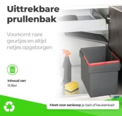 Eleganca Afvalbak 15 Liter – Inbouw Prullenbak – Inbouw Afvalemmer – Uittrekbare Prullenbak – Afvalemmer Keuken – Antraciet – Hygiënisch – Ruimtebesparend Vuilnisbak – B34.5xD25xH28,5cm -Mepal shop 1200x1142 10