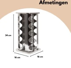 Pazzo Goods - Kruidenrek Staand - Kruidenrek Met Potjes - Zilver - RVS - Kruidenrek Draaibaar - 20 Kruidenpotjes - Inclusief Stickers & Stift - Kruiden Carrousel -Mepal shop 1200x1144 5