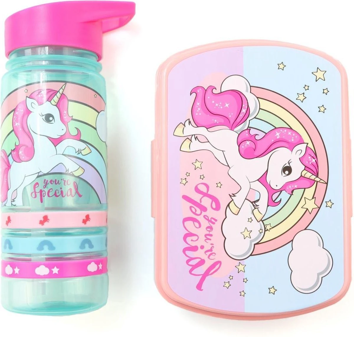 Unicorn Broodtrommel + PET Drinkfles Lichtblauw | Eenhoorn Lunchbox Set Voor Meisjes LS22 8 Unicorn Broodtrommel + PET Drinkfles Lichtblauw | Eenhoorn Lunchbox Set Voor Meisjes LS22 - Afbeelding 6