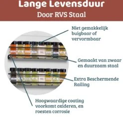 Mmoods Kruidenrek Ophangbaar Zonder Boren - 2 Laags Voor 16 Kruidenpotjes - Speciaal Voor Muur, Wandkast, Kastdeur - Hangende Kruidenorganizer Keuken - Keukenaccessoires -Mepal shop 1200x1145 5