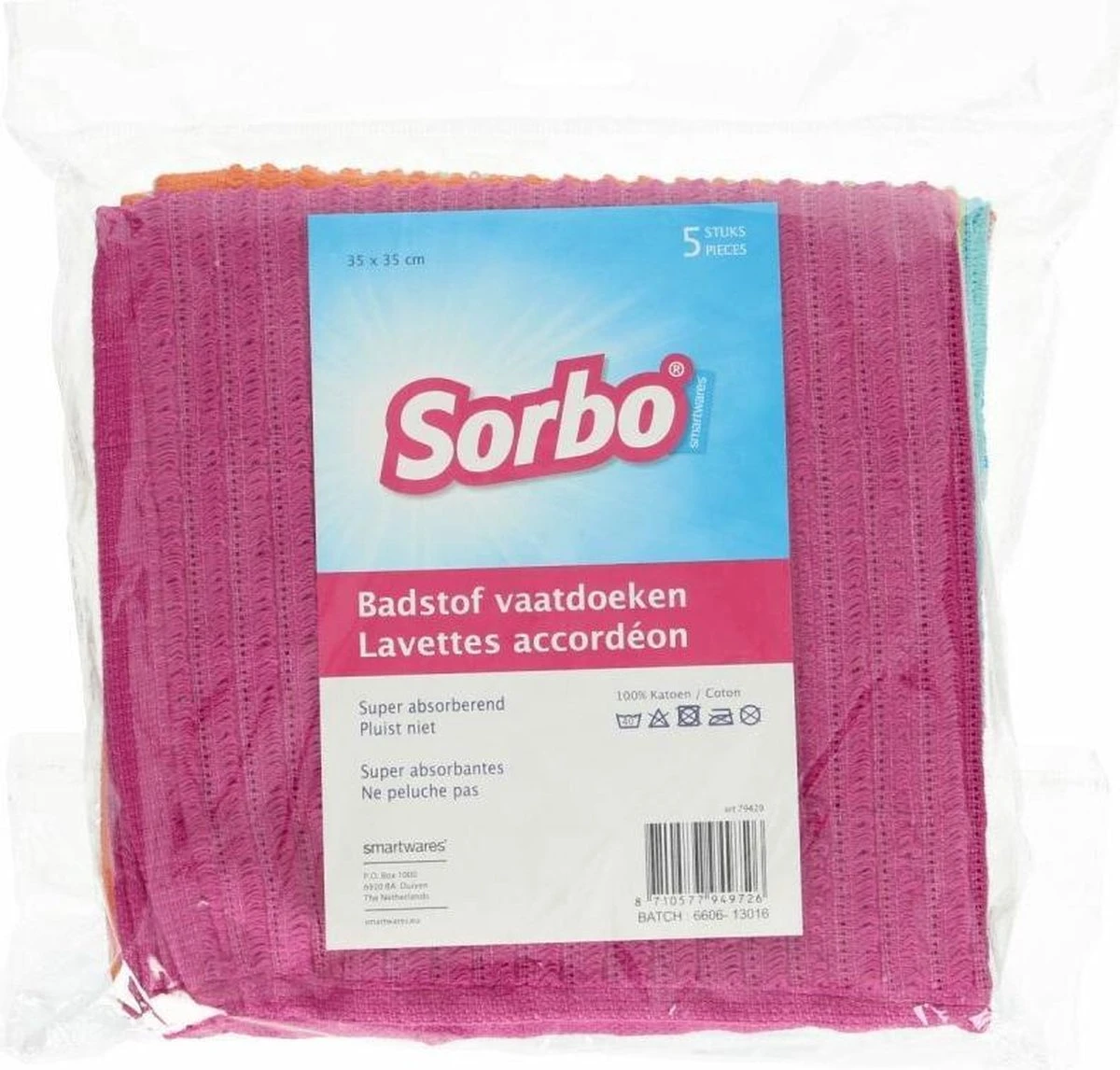 Sorbo Badstof Vaatdoeken 35 X 35 Cm 5 Stuks 3 Sorbo Badstof Vaatdoeken 35 X 35 Cm 5 Stuks