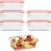 Lock&Lock Glazen Vershoudbakjes - Glazen Meal Prep Bakjes - Glazen Bakjes Met Deksel - Ovenschaaltjes Met Deksel - Set Van 6 Stuks - 380 Ml