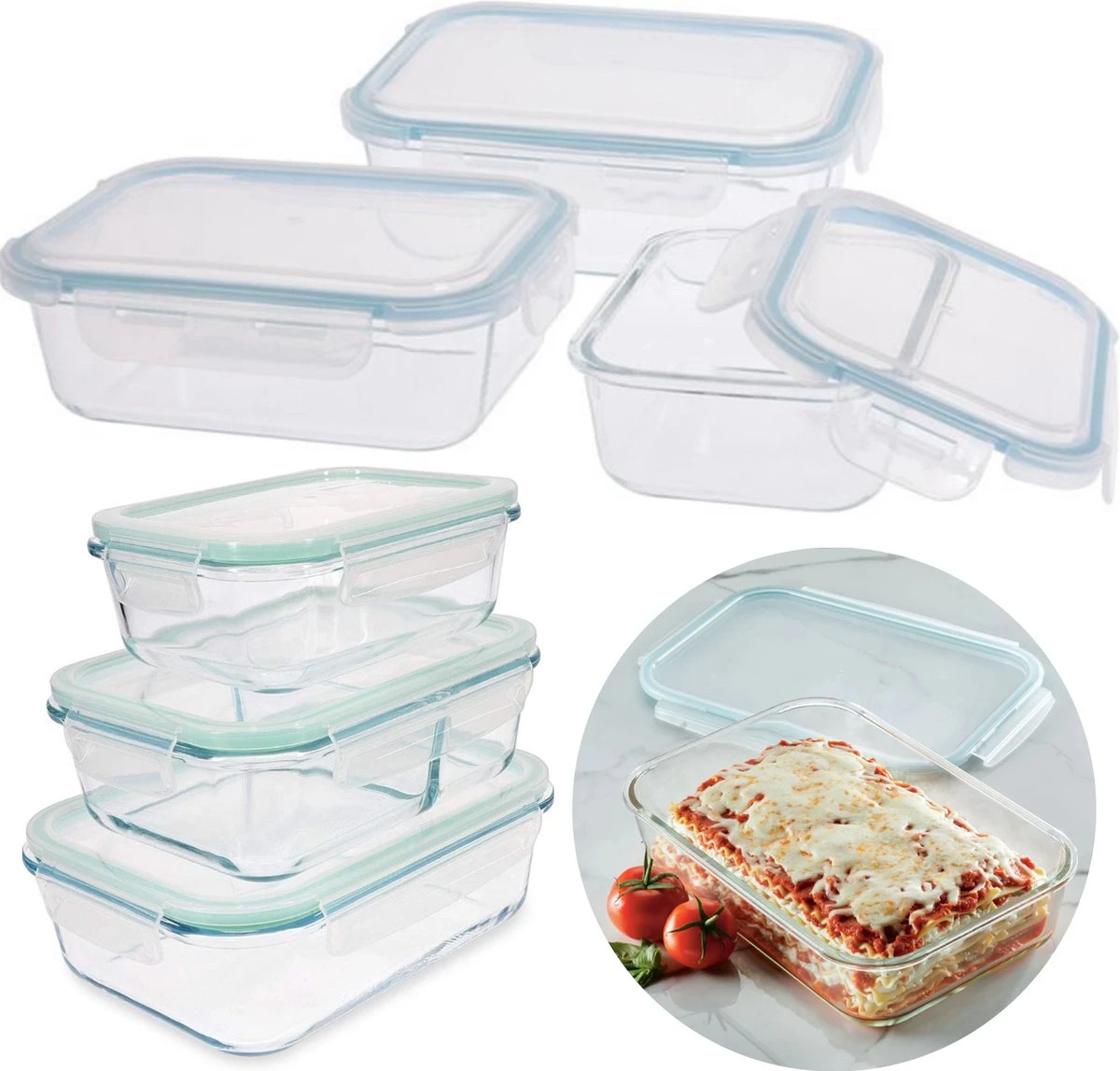 Cheqo® Stevige Glazen - Vershoudbakjes - Meal Prep Bakjes - Lunchbox - Diepvriesbakjes - Vershouddoos - Magnetron Bakjes Met Deksel - Geschikt Voor Oven En Magnetron - Glas - 3 Stuks 3 Cheqo® Stevige Glazen - Vershoudbakjes - Meal Prep Bakjes - Lunchbox - Diepvriesbakjes - Vershouddoos - Magnetron Bakjes Met Deksel - Geschikt Voor Oven En Magnetron - Glas - 3 Stuks