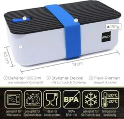 IFancy Lunchbox Tasty - Bento Lunch Box 1000ml - Dicht & Lekvrij Voor Kinderen & Volwassenen - Kantoor & School - BPA Vrij - Vaatwasser Magnetron & Vriezer Lunch Box (Blauw) -Mepal shop 1200x1148 14