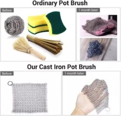 LOUZIR RVS Gietijzer Cleaner Voor Pannen - Metalen Borstel- Scrubmat- Zilver -Mepal shop 1200x1149 3