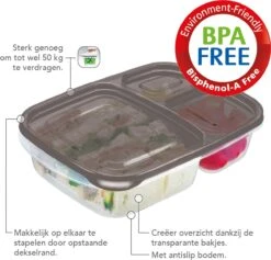 Meal Prep Bakjes - Diepvriesbakjes - Vershoudbakjes Set Met Deksel - Magnetron Bakjes - Diepvriesdozen - Met 3 Compartimenten - Stevig En Herbruikbaar - BPA Vrij - Set Van 6 Stuks - 965ml -Mepal shop 1200x1150 4