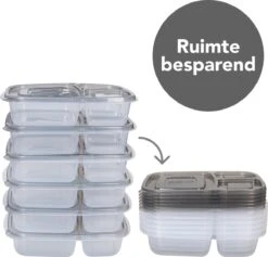 Meal Prep Bakjes - Diepvriesbakjes - Vershoudbakjes Set Met Deksel - Magnetron Bakjes - Diepvriesdozen - Met 3 Compartimenten - Stevig En Herbruikbaar - BPA Vrij - Set Van 6 Stuks - 965ml -Mepal shop 1200x1151 4