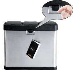 Merkloos Afvalemmer Voor De Keuken, 3-in-1 Afvalemmer, 24 Liter, Afvalscheiding, Metalen Pedaalemmer, Afvalscheidingssysteem, Robuust, Eenvoudig Te Reinigen, Staal, Zilver LTB24L -Mepal shop 1200x1153 5