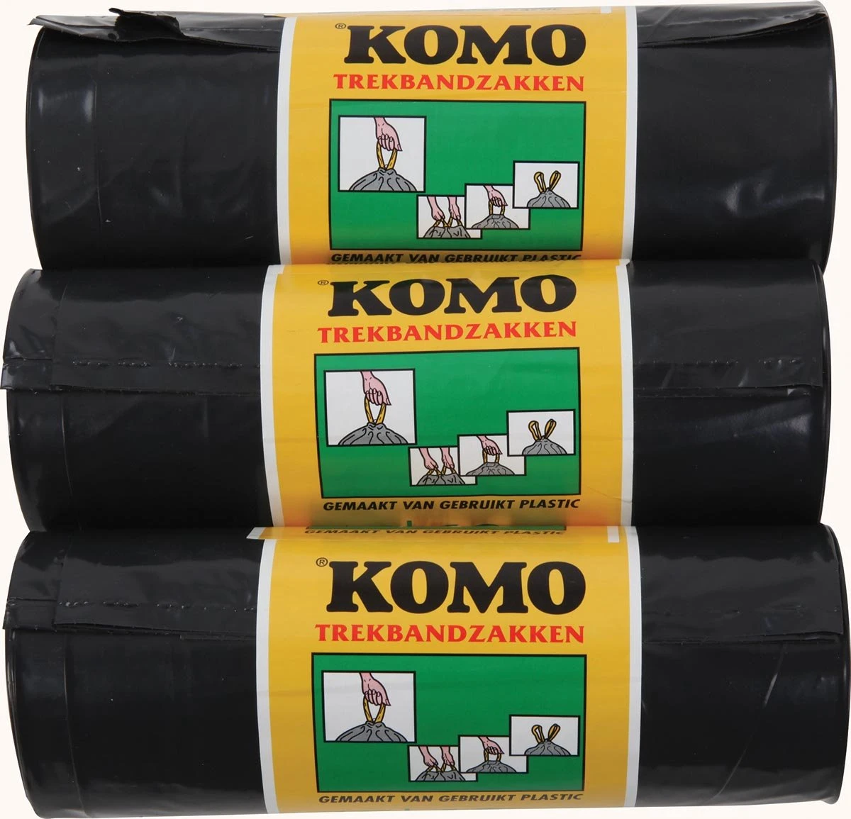 KOMO Afvalzakken Met Trekband - 60 L - 15 Stuks 4 KOMO Afvalzakken Met Trekband - 60 L - 15 Stuks - Afbeelding 2