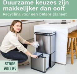 Prullenbak Met Sensor - 60 L - Afvalscheiding Vuilbak StangVollby Halden - RVS - 4 Vakken - Automatisch Lucht Filter - 60 Liter (2×18L + 2×12L) - Automatische Soft Close Deksel Met Infrarood Sensor - 4 Vaks Afvalemmer - Bacterie Filter - Design -Mepal shop 1200x1156 5