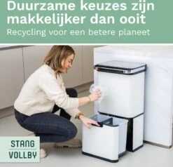 Prullenbak Met Sensor - 60 L - Afvalscheiding Vuilbak StangVollby Halden - RVS - 4 Vakken - Automatisch Lucht Filter - 60 Liter (2×18L + 2×12L) - Automatische Soft Close Deksel Met Infrarood Sensor - 4 Vaks Afvalemmer - Bacterie Filter - Wit -Mepal shop 1200x1156 7