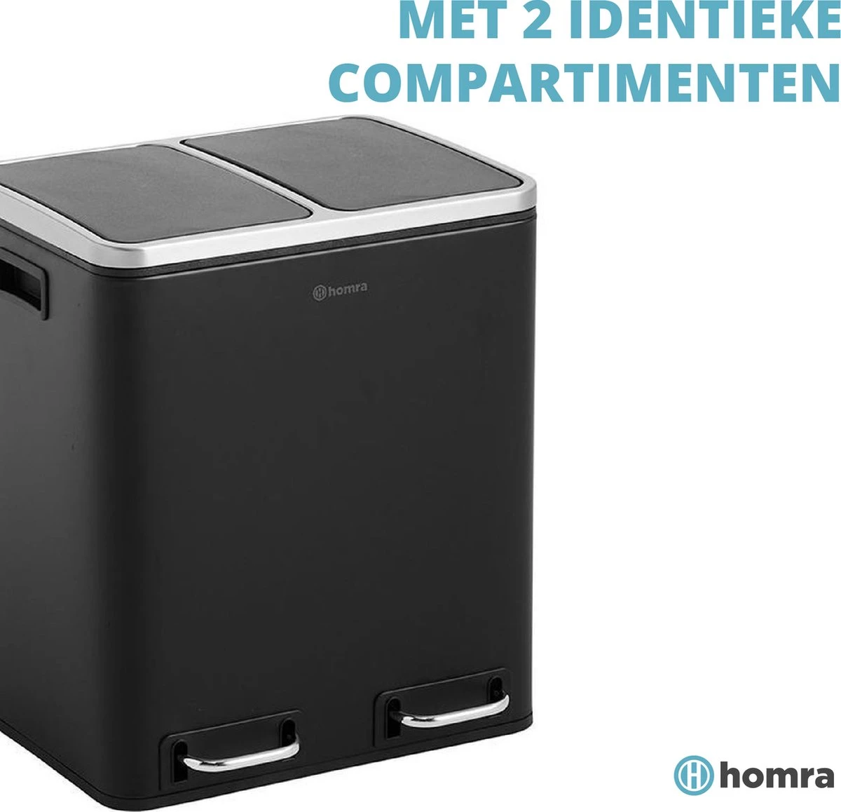 Homra BLINQ Afvalscheiding Prullenbak Met 2 Vakken - 2 X 15 L Inhoud - Duo Pedaalemmer Zwart - Afvalemmer 30 Liter - Recycle Afvalbak - Zwarte Afvalscheidingsprullenbak - Hygiënisch Afval Scheiden - Keuken Vuilbak - Kantoor 11 Homra BLINQ Afvalscheiding Prullenbak Met 2 Vakken - 2 X 15 L Inhoud - Duo Pedaalemmer Zwart - Afvalemmer 30 Liter - Recycle Afvalbak - Zwarte Afvalscheidingsprullenbak - Hygiënisch Afval Scheiden - Keuken Vuilbak - Kantoor - Afbeelding 9