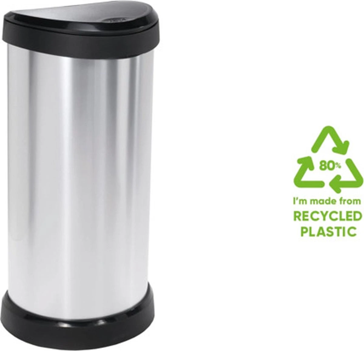 Curver Decobin Push Prullenbak - 40L - Metallic - Recycled Kunststof 6 Curver Decobin Push Prullenbak - 40L - Metallic - Recycled Kunststof - Afbeelding 4