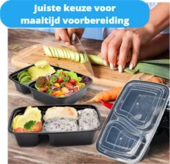 Meal Prep Bakjes - 20 Stuks - 2 Compartimenten - Vershoudbakjes - Meal Prep - 1L - Magnetron Bakjes Met Deksel - Vershouddoos -Mepal shop 1200x1161 4