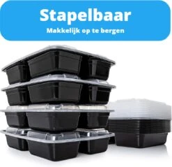 Meal Prep Bakjes - 6 Stuks - 3 Compartimenten - Vershoudbakjes - Meal Prep - 1L - Magnetron Bakjes Met Deksel - Vershouddoos -Mepal shop 1200x1162 2