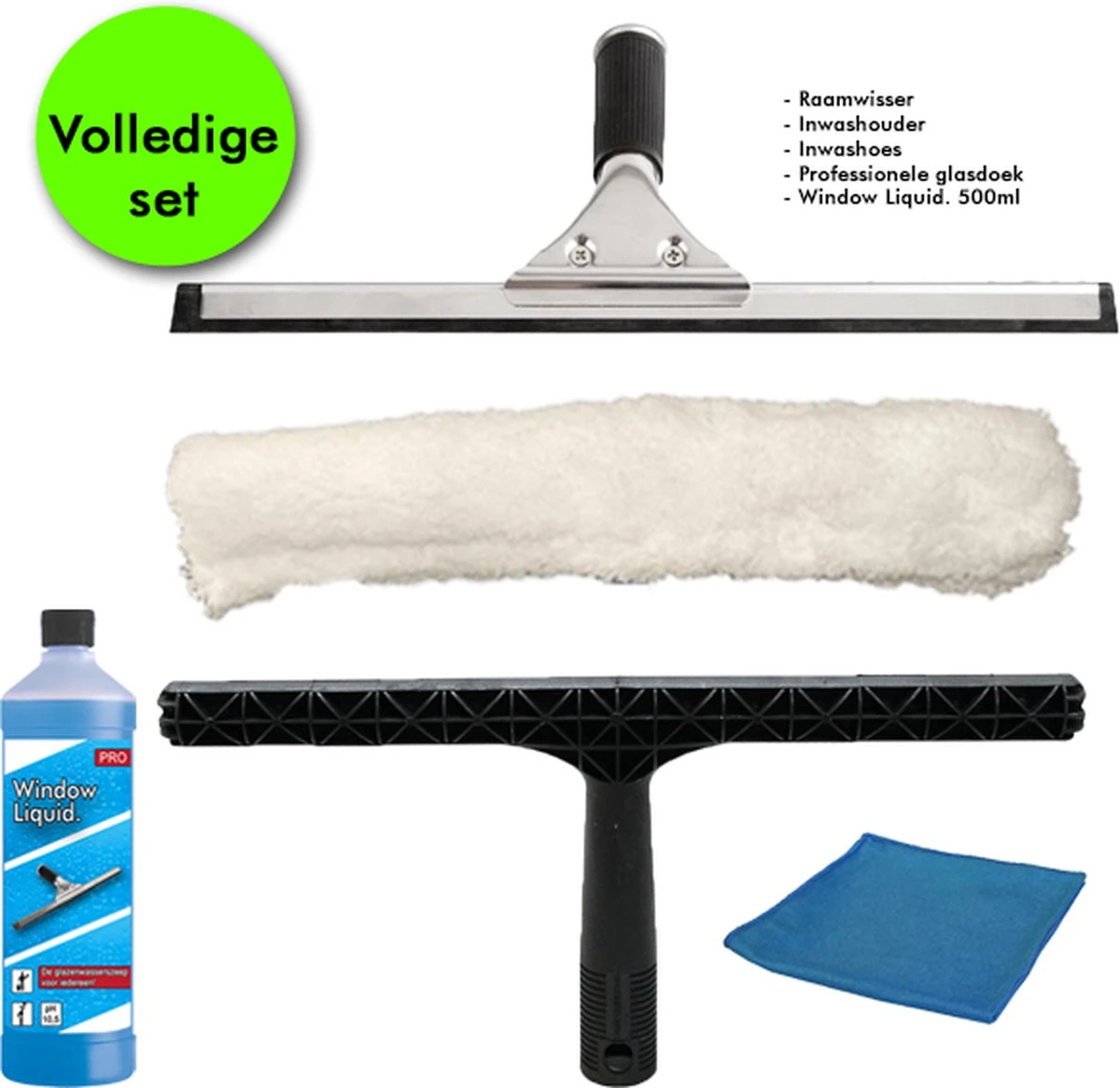 Professionele Glazenwassers -Zeemset- 35 Cm Rvs Raamtrekker Met Inwashouder Met Hoes | GRATIS Window Liquid. 500ml 3 Professionele Glazenwassers -Zeemset- 35 Cm Rvs Raamtrekker Met Inwashouder Met Hoes | GRATIS Window Liquid. 500ml