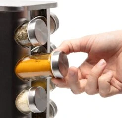 Pazzo Goods - Kruidenrek Staand - Kruidenrek Met Potjes - Zilver - RVS - Kruidenrek Draaibaar - 20 Kruidenpotjes - Inclusief Stickers & Stift - Kruiden Carrousel -Mepal shop 1200x1166 7