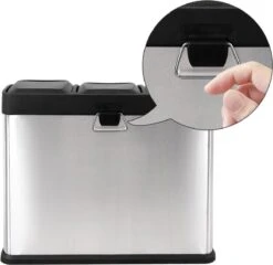Songmics Metalen Trio Prullenbak - 3x 15 L Vakken Afval Scheiden - Afvalscheiding Pedaalemmer - Keuken Trash Can - 45 Liter -Mepal shop 1200x1168 2