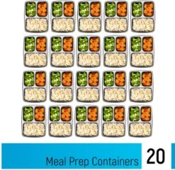Meal Prep Bakjes - 20 Stuks - 3 Compartimenten - Lunchbox - Diepvriesbakjes - Vershoudbakjes - Plastic Bakjes Met Deksel - Magnetron Bakjes Met Deksel - Meal Prep - Vershouddoos - 1L - BPA Vrij - Fitcrafters -Mepal shop 1200x1169 6