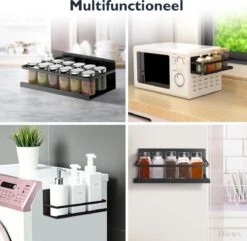 Dieux® - Magnetisch Kruidenrek - Ophangbaar Opbergrek - Keukenrek - Complete Set - Aanrecht Organiser - Badkamerrek - Wandrek - Staal - Zwart - Pasen -Mepal shop 1200x1170 12