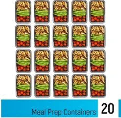 Meal Prep Bakjes - 20 Stuks - 1 Compartiment - Lunchbox - Diepvriesbakjes - Vershoudbakjes - Plastic Bakjes Met Deksel - Magnetron Bakjes Met Deksel - Meal Prep - Vershouddoos - 1L - BPA Vrij - Fitcrafters -Mepal shop 1200x1171 4