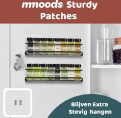 Mmoods Kruidenrek Ophangbaar Zonder Boren - 2 Laags Voor 16 Kruidenpotjes - Speciaal Voor Muur, Wandkast, Kastdeur - Hangende Kruidenorganizer Keuken - Keukenaccessoires -Mepal shop 1200x1172 5