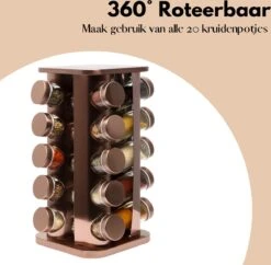 Pazzo Goods - Kruidenrek Staand - Kruidenrek Met Potjes - Rose Goud - RVS - Kruidenrek Draaibaar - 20 Kruidenpotjes - Inclusief Stickers & Stift - Kruiden Carrousel 20 Pazzo Goods - Kruidenrek Staand - Kruidenrek Met Potjes - Rose Goud - RVS - Kruidenrek Draaibaar - 20 Kruidenpotjes - Inclusief Stickers & Stift - Kruiden Carrousel -Mepal shop 1200x1175 6