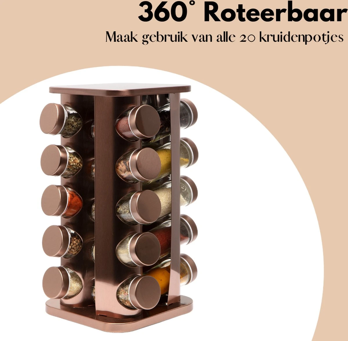 Pazzo Goods - Kruidenrek Staand - Kruidenrek Met Potjes - Rose Goud - RVS - Kruidenrek Draaibaar - 20 Kruidenpotjes - Inclusief Stickers & Stift - Kruiden Carrousel 11 Pazzo Goods - Kruidenrek Staand - Kruidenrek Met Potjes - Rose Goud - RVS - Kruidenrek Draaibaar - 20 Kruidenpotjes - Inclusief Stickers & Stift - Kruiden Carrousel - Afbeelding 9