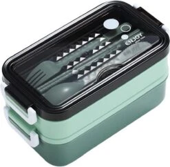 Lunchbox - Meal Prep Bakjes - Lunch Box Met Deksel - Meal Prep – Bento Box - Lunchtrommel Met Bestek Groen -Mepal shop 1200x1175 7
