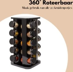 Pazzo Goods - Kruidenrek Staand - Kruidenrek Met Potjes - Zwart - RVS - Kruidenrek Draaibaar - 20 Kruidenpotjes - Inclusief Stickers & Stift - Kruiden Carrousel 13 Pazzo Goods - Kruidenrek Staand - Kruidenrek Met Potjes - Zwart - RVS - Kruidenrek Draaibaar - 20 Kruidenpotjes - Inclusief Stickers & Stift - Kruiden Carrousel -Mepal shop 1200x1175 9