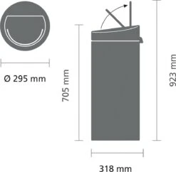 Brabantia Touch Bin Prullenbak - 30 L - Soft Beige -Mepal shop 1200x1177 5