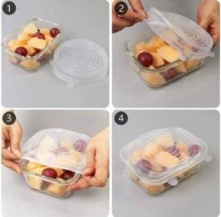 Siliconen Vershoud Deksels – Set Van 6 Stuks – Flexibel – Herbruikbaar – Wit - Stretch Tot Wel 30 Cm -Mepal shop 1200x1178 4