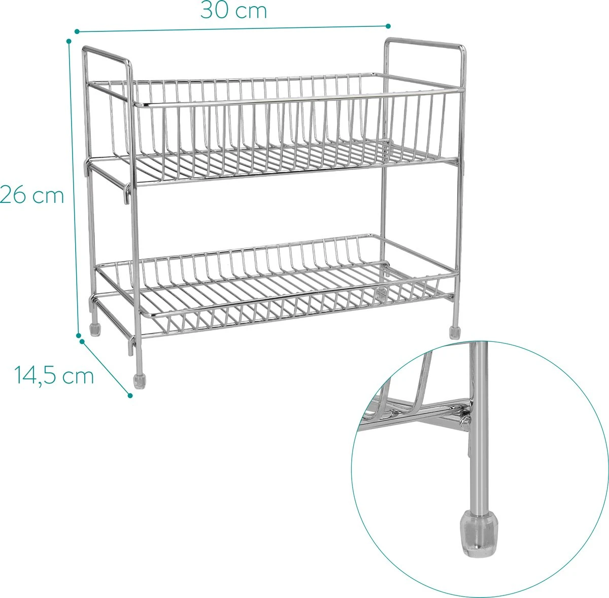 Navaris Stalen Kruidenrekje 2 Laags - Kruidenrek Staand - Rek Voor Kruidenpotjes En Glaasjes - Multifunctionele Organizer Voor Keuken En Badkamer 4 Navaris Stalen Kruidenrekje 2 Laags - Kruidenrek Staand - Rek Voor Kruidenpotjes En Glaasjes - Multifunctionele Organizer Voor Keuken En Badkamer - Afbeelding 2