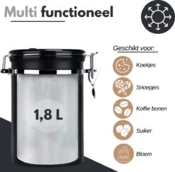 VAIVE Koffieblik - Koffiebus - Koffieblikbewaarblik - Bewaarbus Koffie - Voorraadpotten - Voorraadbussen - Voorraadbus -1.8L -Mepal shop 1200x1179 9