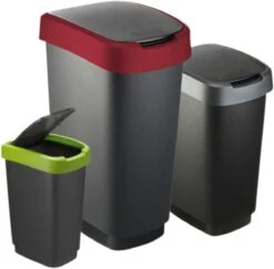 Rotho Twist Prullenbak- 50L - 60,2cm - Met Kanteldeksel - Zilver/Zwart -Mepal shop 1200x1182 8