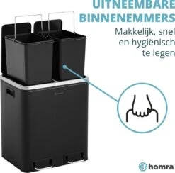 Homra BLINQ Afvalscheiding Prullenbak Met 2 Vakken - 2 X 15 L Inhoud - Duo Pedaalemmer Zwart - Afvalemmer 30 Liter - Recycle Afvalbak - Zwarte Afvalscheidingsprullenbak - Hygiënisch Afval Scheiden - Keuken Vuilbak - Kantoor 13 Homra BLINQ Afvalscheiding Prullenbak Met 2 Vakken - 2 X 15 L Inhoud - Duo Pedaalemmer Zwart - Afvalemmer 30 Liter - Recycle Afvalbak - Zwarte Afvalscheidingsprullenbak - Hygiënisch Afval Scheiden - Keuken Vuilbak - Kantoor -Mepal shop 1200x1185 4