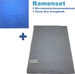 Ramenset Raamdoeken Microvezel Glasdoeken Droogdoek Ramen Clean Dry Blauw/Grijs