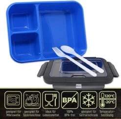 IFancy LUNCHBOX YUMMY - Bento Box 1500ml + Bestek - 3 Compartimenten - BPA Vrij & Lekvrij - Vaatwasser Magnetron & Vriezer - Lunch Box Voor Kinderen & Volwassenen (Blauw) -Mepal shop 1200x1187 8