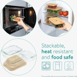 Navaris Glazen Vershoudbakjes - Set Van 4 - Meal Prep Bakjes Met Bamboe Deksel - 4x Vershouddoos Van Glas - BPA-vrij - Bakjes In 4 Maten -Mepal shop 1200x1190 12