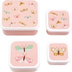 A Little Lovely Company - Brooddoos - Broodtrommel - Lunch & Snack Box Set Van 4 - Vlinders