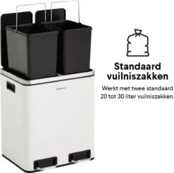 Homra BLINQ Afvalscheiding Prullenbak Met 2 Vakken - 2 X 15 L Inhoud - Duo Pedaalemmer Wit - Afvalemmer 30 Liter - Recycle Afvalbak - Witte Afvalscheidingsprullenbak - Hygiënisch Afval Scheiden - Keuken Vuilbak - Kantoor 27 Homra BLINQ Afvalscheiding Prullenbak Met 2 Vakken - 2 X 15 L Inhoud - Duo Pedaalemmer Wit - Afvalemmer 30 Liter - Recycle Afvalbak - Witte Afvalscheidingsprullenbak - Hygiënisch Afval Scheiden - Keuken Vuilbak - Kantoor -Mepal shop 1200x1190 8