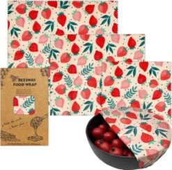 Bijenwas Wraps (Bijenwas Doek) - "rode Aardbei" Set Van 3 - 1S, 1M, 1L - Beeswax Wraps - Herbruikbaar Boterhamzakje - Bee Wrap - Beewax - Bijenwasdoek - Zero Waste - Duurzaam Cadeau -Mepal shop 1200x1191 14