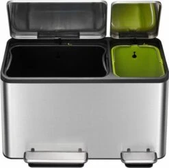 EKO EcoCasa Recycle Prullenbak - 30 + 15 L - Mat RVS -Mepal shop 1200x1192 1