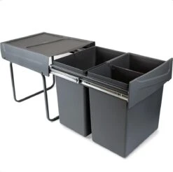 Eleganca Afvalbak 2x20 Liter – Inbouw Prullenbak – Inbouw Afvalemmer 40 Liter – Uittrekbare Vuilnisbak – Afvalemmer Keuken – Hygiënisch – Ruimtebesparend Vuilnisbak – Met 2 Compartimenten – Afvalscheiding Vuilbak – Antraciet – B34,2xD46.9xH38.9cm -Mepal shop 1200x1194 7