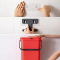 Homra Wall-up Prullenbak | Inbouwprullenbak Ophangbaar Met Plakstrip | GFT Vuilbak | Werkblak Afvalbak | Draagbare Vuilnisemmer | 12L Inhoud | Rood -Mepal shop 1200x1195 12