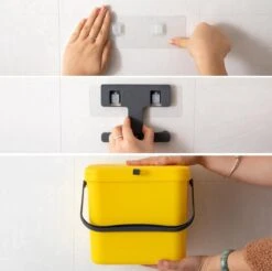 Homra Wall-up Prullenbak | Inbouwprullenbak Ophangbaar Met Plakstrip | GFT Vuilbak | Werkblak Afvalbak | Draagbare Vuilnisemmer | 8L Inhoud | Geel -Mepal shop 1200x1195 13