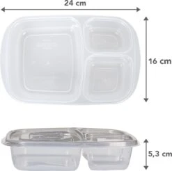 Meal Prep Bakjes - Diepvriesbakjes - Vershoudbakjes Set Met Deksel - Magnetron Bakjes - Diepvriesdozen - Met 3 Compartimenten - Stevig En Herbruikbaar - BPA Vrij - Set Van 6 Stuks - 965ml -Mepal shop 1200x1197 12