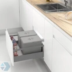 Eleganca Afvalbak 14 Liter - Vuilnisbak - Geschikt Voor Plaatsing In Een Keukenkast - Prullenbak Met Inzetrand - Afvalemmer Met Plateau - Opberg Emmer - Grijs - B21,9xD31xH24,8cm -Mepal shop 1200x1198 11